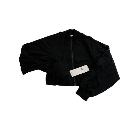 ALO Yoga Cropped Doubles Only Full Zip Jacket in Black